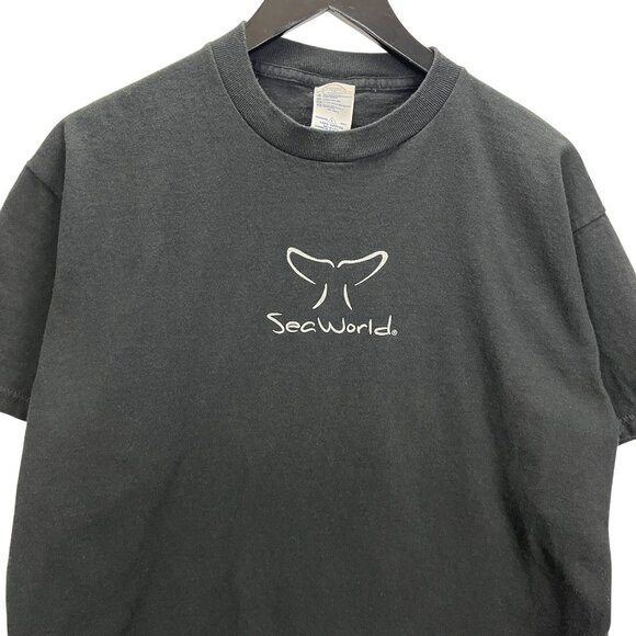 SeaWorld Whale Tail Y2K Black T-Shirt Medium Tee - Picture 2 of 14